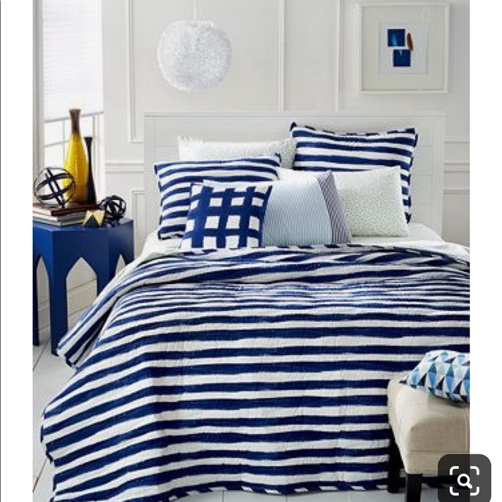 Whim blue and white stripe quilt